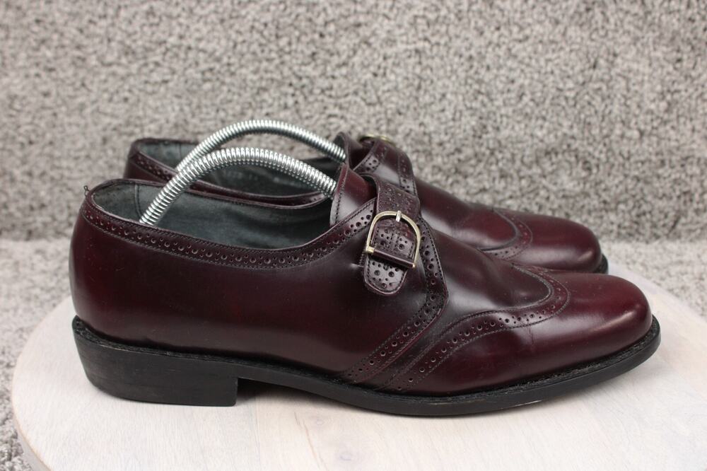 Stuart McGuire Monk Strap Shoes Mens 11 Burgundy Leather Dress Wingtip Oxford